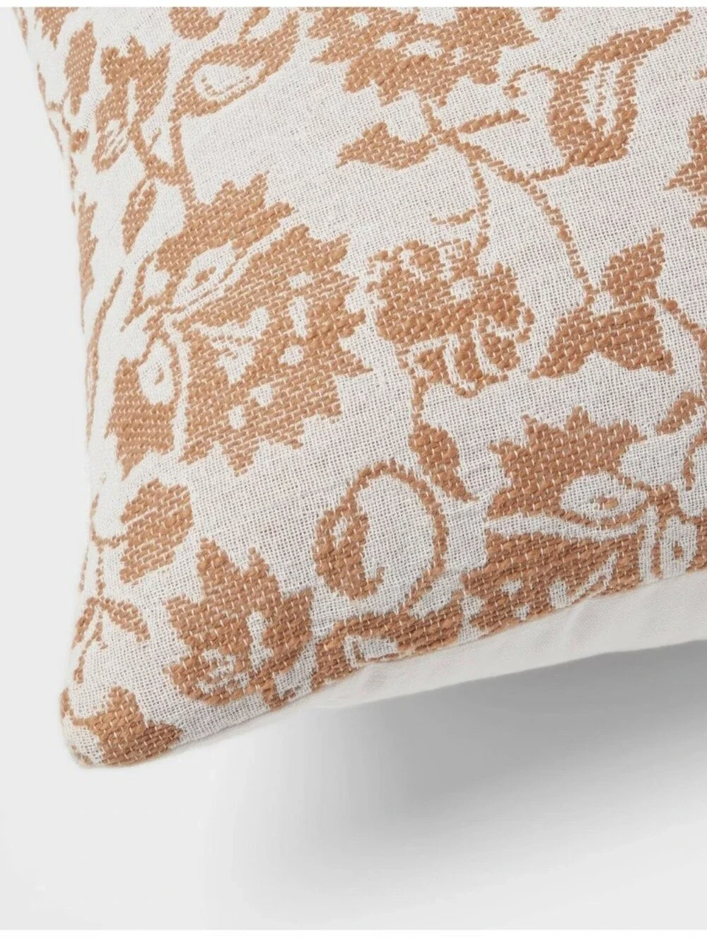 Threshold Woven Floral Decorative Pillow Euro Brown